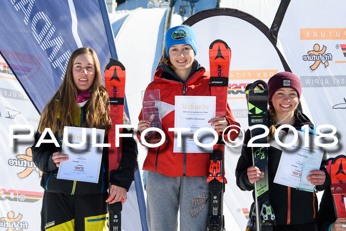 Dt. Schülercup U16 Finale,Parallelslalom, 04.03.2018, Siegerehrungen DSC gesamt